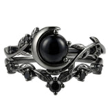 Sterling Silver 10K  14K  18K Gold 1CT-4CT Black Onyx Engagement Ring Gothic Wedding Promise Ring