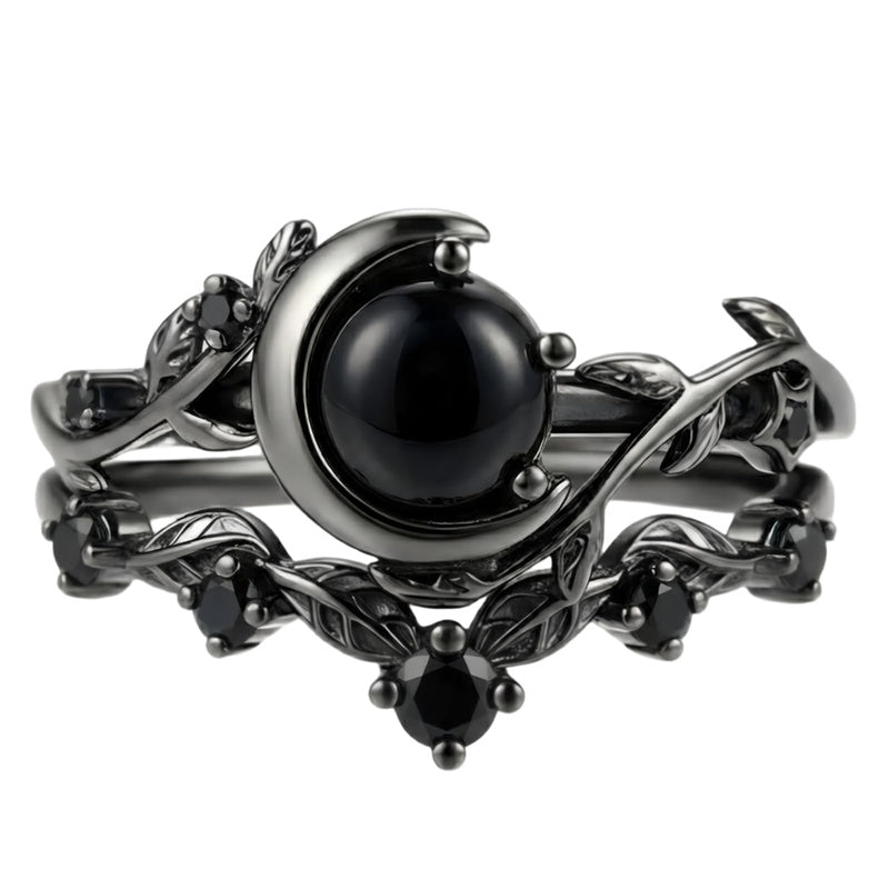 Sterling Silver 10K  14K  18K Gold 1CT-4CT Black Onyx Engagement Ring Gothic Wedding Promise Ring