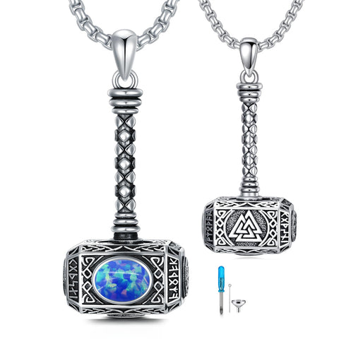 Sterling Silver Thors Hammer Urn Necklace for Ashes