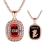 Sterling Silver Personalized  Birthstone Class High School College Graduation Necklace
