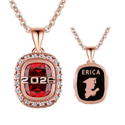 Sterling Silver Personalized  Birthstone Class High School College Graduation Necklace