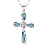 14K Gold Plated Turquoise Cross Pendant Necklace Western Jewelry for Women