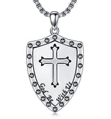 Armor of God Necklace for Men 925 Sterling Silver Shield of Faith Pendant for Boys Jewelry Gift