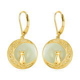 14K Gold Plated Natural Jade  Earrings for Women Good Fortune Jewelry Birthday Mother's Day Gifts