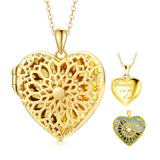 10K 14K 18K Gold Personalized Photo Tree of Life Bee Sunflower Rose  Pendant Necklace