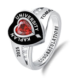 Sterling Silver Personalized Birthstone Engraved High School College Class Ring 2026 Graduation Jewelry