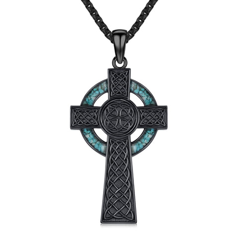 14K Gold Plated Celtic Vikin Cross Pendant Necklace Irish Jewelry Religious Protective Gift