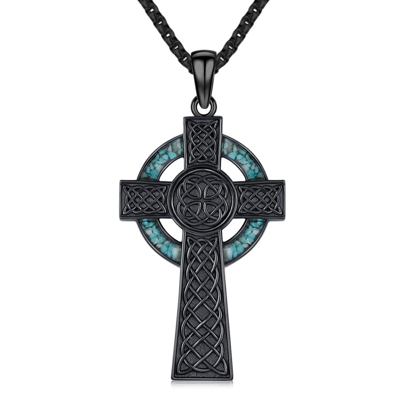 14K Gold Plated Celtic Vikin Cross Pendant Necklace Irish Jewelry Religious Protective Gift