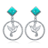 Hummingbird  925 Sterling Silver Animal Stud Earrings with Turquoise Animal Jewelry Gifts for Girls Animal Lovers