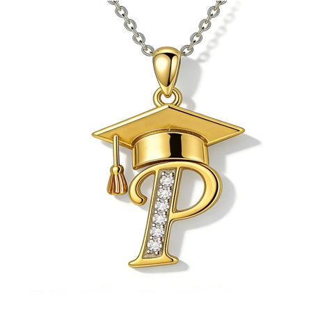 Initial  Graduation 14K Gold Plated Inspiring Grad Pendant Necklace Graduations Jewelry Gifts
