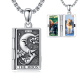 Sterling Silver Sun Moon Lovers Tarot Card Photo Locket Necklace
