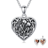 Sterling Silver Personalized Father and Daughter Mother and Daughter  Skull Photo Locket Necklace