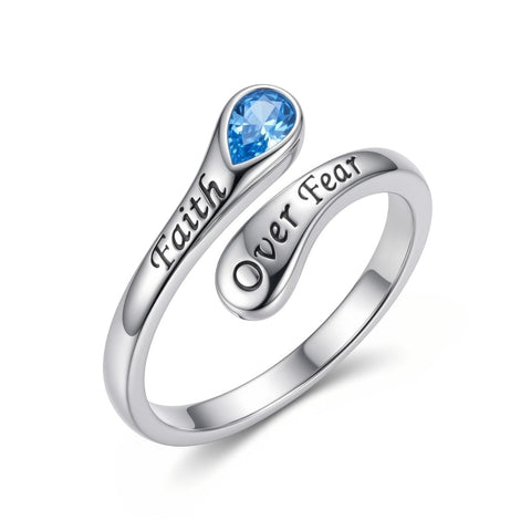 Sterling Silver I Am Enough God Is With Me Let Go Let God Faith Over Fear Faith Hope Love Just Breathe Open Ring