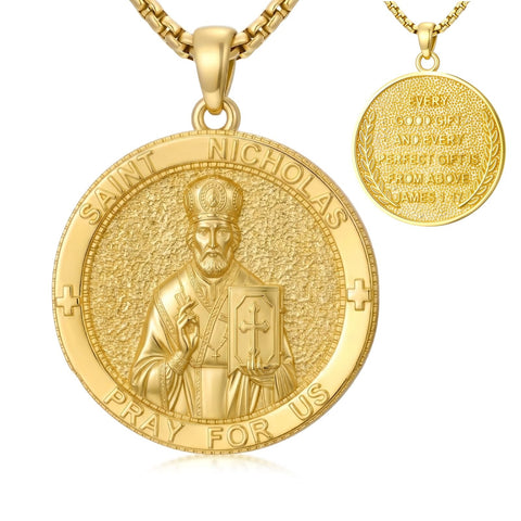 Patron Saint Medal Gold Plated Catholic Pendant Christian Religious Necklace Amulet Jewelry