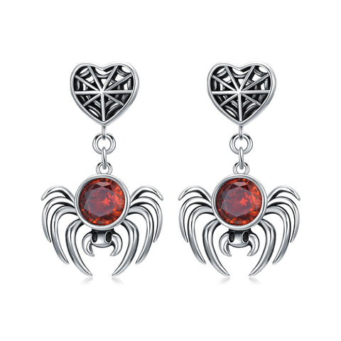 Sterling Silver Cubic Zirconia Spider Stud Earrings