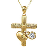 14K Gold Plated Cubic Zirconia Infinity Heart Pendant Necklace for Women