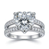 Sterling Silver 10K 14K 18K Gold Personalized Engraved Moissanite Wedding Engagement Promise Band Ring