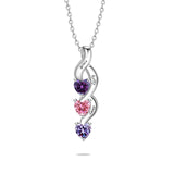 Copper Sterling Silver Personalized 1-6 Simulated Birthstones Mother's Name Heart Pendant Necklace