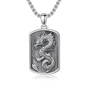 Sterling Silver Viking Dragon Eagle Wolf Animal Pendant Necklace for Men