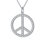 S925 Sterling Silver Peace Sign Hippie Party Pendant Necklace Jewelry Gift