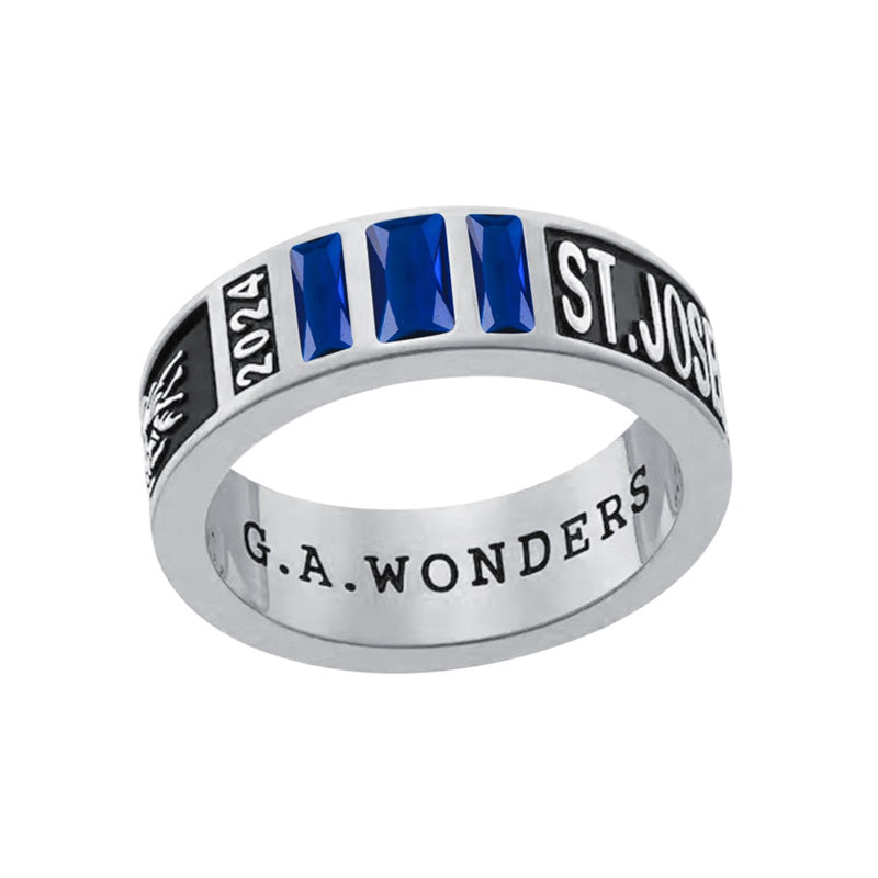 Sterling Silver 10K 14K 18K Gold Personalized Birthstone Pattern Class Ring for Men