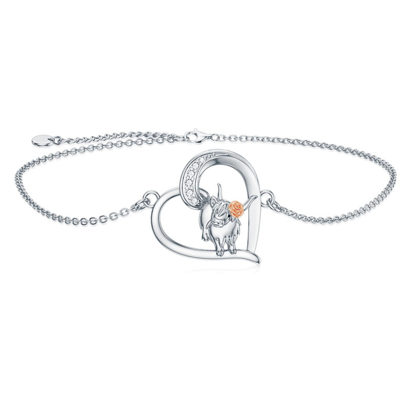 VONALA Highland Cow Bracelet 925 Sterling Silver Animal Bracelets Jewellery Birthday Gifts for Women Girls Wife Daughter 7+2 Adjustable Chain : Buy Online at Best Price in KSA - Souq is now