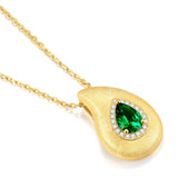 14K Gold Plated Lab-Grown Emerald Pendant Necklaces for Women