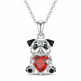 Sterling Silver 12 Month Birthstones Hedgehog Pug Fox Otter Pendant Necklace Gifts for  Birthday, Christmas, Graduation