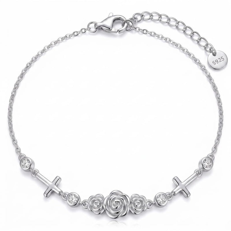 Sterling Silver Dragonfly Butterfly Cardinal Hummingbird Jesus Fish Lotus Daisy Sunflower Rose Faith Cross Bracelet