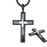 Sterling Silver Cross Christian Pendant Necklace for Men