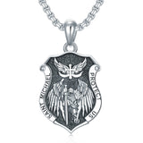 Saint Michcel Necklace 925 Sterling Silver Amulet Medal Jewelry for Men Women with 2.5mm 22"+2" Rolo Chain (with Gift Box)