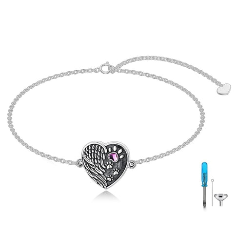 Sterling Silver Heart Urn Bracelet for Ashes Memorial Keepsake Jewelry Gifts for Women