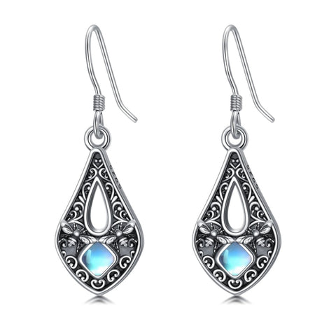 Sterling Silver Moonstone Filigree Bee Dragonfly Hummingbird Butterfly Dangle Earrings for Women Christmas Gift