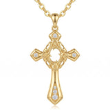 10K 14K 18K Gold Cross Pendant Necklace Religious Jewelry Gifts for Men and Women
