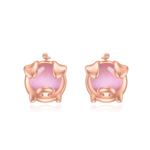 Sterling Silver Pig Stud Earrings