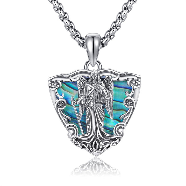 925 Sterling Silver Santa Muerte/Saint Michael/Raphael Necklace Warrior Protect Us Amulet Jewelry Gift for Men Father