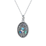 Sterling Silver Turquoise Cone Sunflower Tree of Life Pendant Necklace