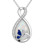 Sterling Silver Teardrop Gemstone Rose Butterfly Infinity Heart Necklace for Women