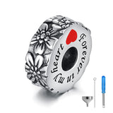 Sterling Silver Cremation Urn Bead Charm for Ashes Keepsake Pendant Fit Bracelet Memorial Jewelry Gifts for Women