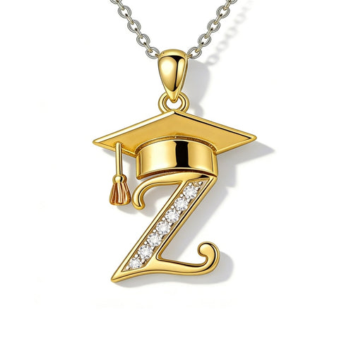 Initial  Graduation 14K Gold Plated Inspiring Grad Pendant Necklace Graduations Jewelry Gifts