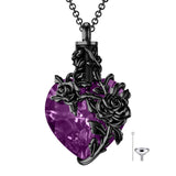 Sterling Silver Heart Crystal Rose Urn Necklaces for Ashes for Women