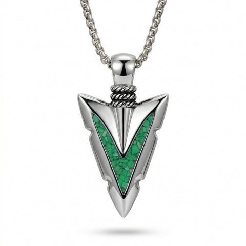 Malachite Turquoise Arrow Pendant Necklace for Men