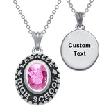 Sterling Silver Personalized Birthstone Engraved Class Graduation Pendant Necklace Graduation Gift