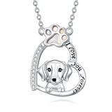 Sterling Silver Paw Print Poodle Corgi French Schnauzer Chihuahua Dachshund Golden Retriever Pug Pendant  Necklace