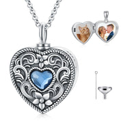 Sterling Silver Crystal Flower  Locket  Urn Necklace for Ashes