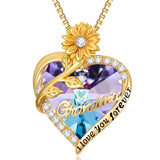 14K Gold Plated Heart Crystal Rose Mom  Sister Daughter Pendant Necklace for Woman