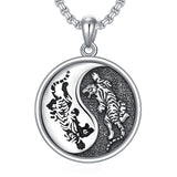 Sterling Silver Yin Yang Wolf Dragon Scorpion Tiger Wolf Phoenix Pendant Necklace