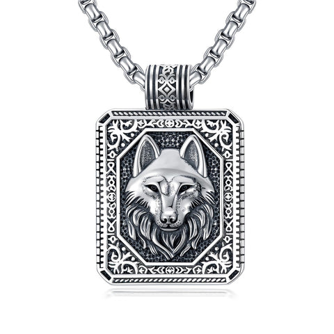 Sterling Silver Eagles Wolf Lion Pendant Necklace For Men with Stainless Steel Chain