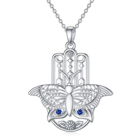 Sterling Silver Hamsa Tree of Life Viking Lion Butterfly Evil Eye Yin Yang Eye of Horus Pendant Necklace
