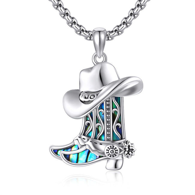 Boot Hat/Gun Necklace Sterling Silver Cowgirl Cowboy Necklace Western Jewelry For Women Men
